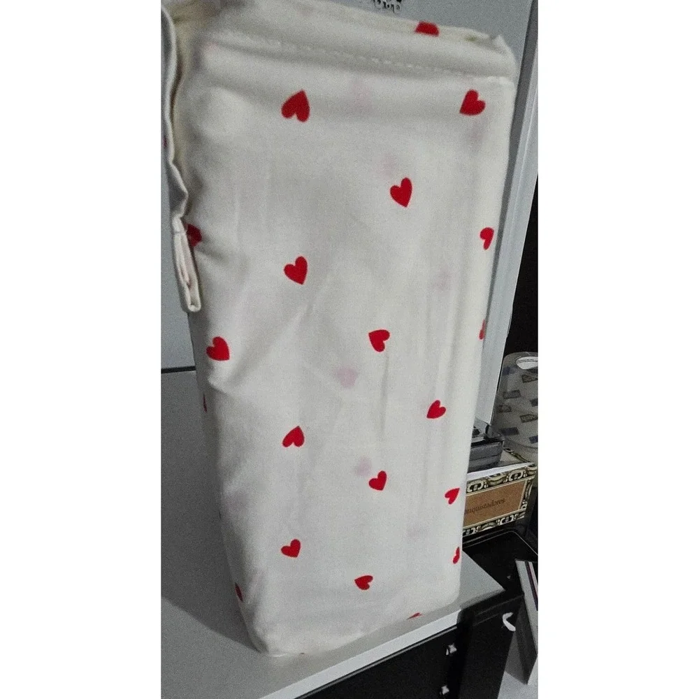 Pillowfort Twin Cotton Sheet Set Red Hearts White 220 Thread Count 3 Piece New
